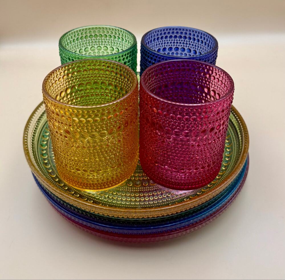 Iittala Kastehelmi Oiva Toikka 8 Pc Plates Tumblers Multicolor Finland